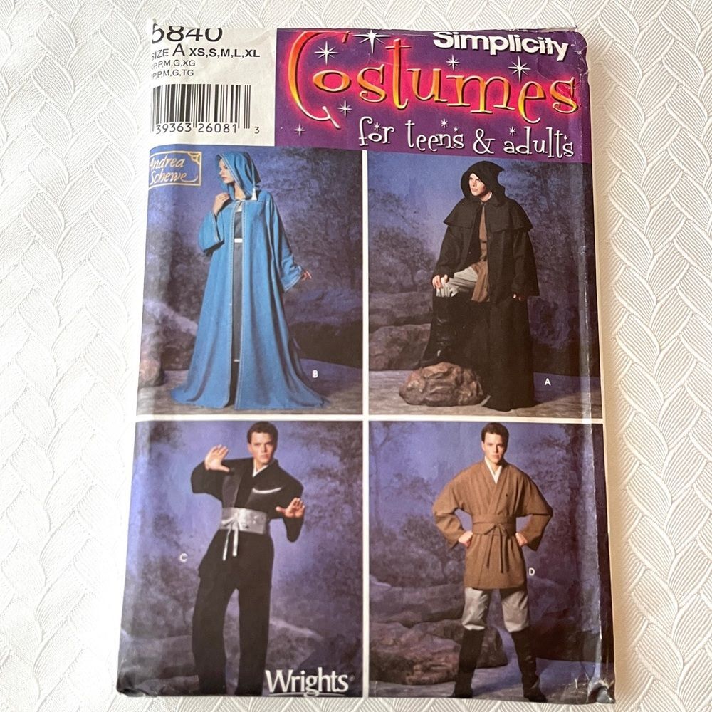 Simplicity Costumes For Teens And Adults Uncut Pattern 5840 Jedi Fantasy Wizard